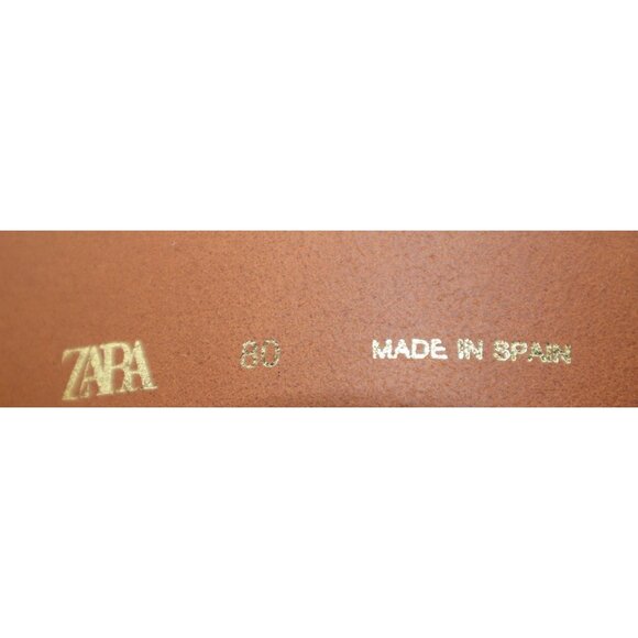 Zara Womens Leather Wide Sash Corset Gold Buckle Brown Belt Sz 80 Made In Spain - Picture 2 of 5